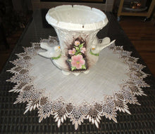 Large Doily Table Topper Dresser Scarf Neutral Earth Tones Lace Home