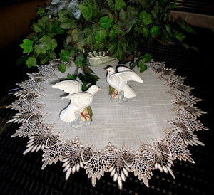 Large Doily Table Topper Dresser Scarf Neutral Earth Tones Lace Home