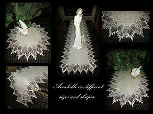 Large Doily Table Topper Dresser Scarf Neutral Earth Tones Lace Home