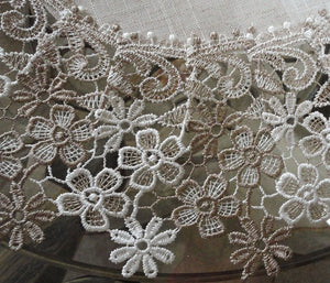 Linen Gift Set Sophisticated Floral Lace 36 Dresser Scarf Plus A Large 19 Doily Neutral Earth Tones European Design Home