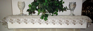 Linen Gift Set Sophisticated Floral Lace Dresser Or Mantel Scarf 65 Neutral Earth Tones Plus Two Large Doilies Home