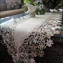 Linen Gift Set Sophisticated Floral Lace Dresser Or Mantel Scarf 65 Neutral Earth Tones Plus Two Large Doilies Home