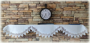 Fireplace Mantel or Shelf Scarf Creamy  White L ace 90" x 19"