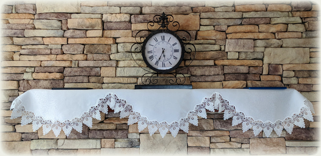 Fireplace Mantel or Shelf Scarf Creamy  White L ace 90