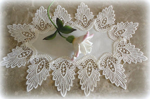 Oval Doilies Set Of Two Creamy White Dresser Scarf Formal European Lace Doily Home