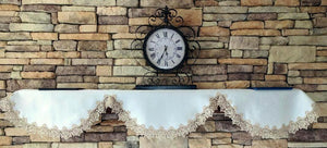Mantel Shelf Scarf Soft Gold Rose Lace Antique White Lace 90" x 19"