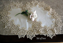 Rose Lace Dresser Scarf 54 Plus Set Of 2 Doilies Soft Gold & White Home