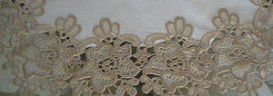 Rose Lace Table Runner Dresser Scarf 54 Soft Gold & White Doily Home