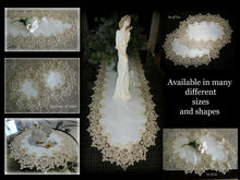 Rose Lace Table Runner Dresser Scarf 54 Soft Gold & White Doily Home