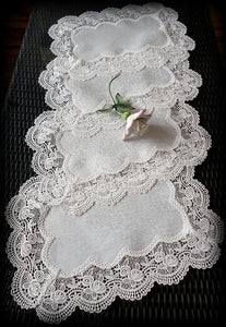 Royal Rose European Lace White Place Mats Doilies Retangular Set Of Four Home