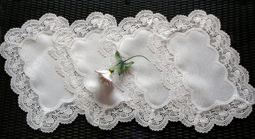 Royal Rose European Lace White Place Mats Doilies Retangular Set Of Four Home