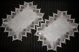 Set Of Two Doilies Dresser Scarf Neutral Earth Tones European Lace Place Mats Home