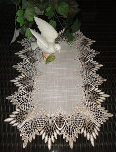 Set Of Two Doilies Dresser Scarf Neutral Earth Tones European Lace Place Mats Home