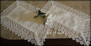 Set Of Two Doilies Ivory Princess Lace European Dresser Scarf Or Place Mat Home