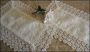 Set Of Two Doilies Ivory Princess Lace European Dresser Scarf Or Place Mat Home