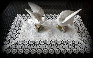 Set Of Two Doilies Ivory Princess Lace European Dresser Scarf Or Place Mat Home