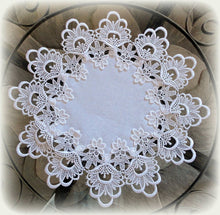 Set Two 16 Doilies White Flower European Lace Round Home