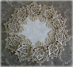 Soft Gold Rose Lace Set Of Two 12 Delicate Doilies White Ivory Scarf Home