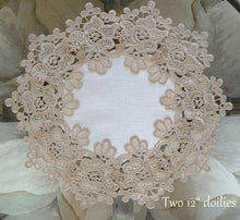 Soft Gold Rose Lace Set Of Two 12 Delicate Doilies White Ivory Scarf Home