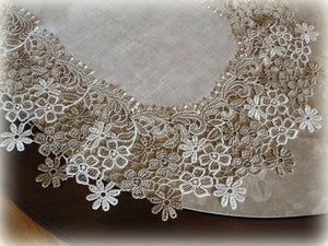 Sophisticated Floral Lace Dresser Scarf 36 Neutral Earth Tones Runner Daisy Home
