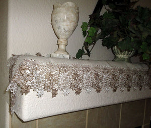 Sophisticated Floral Lace Dresser Scarf 65 Neutral Earth Tones Or Mantel Table Runner Home