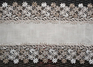 Sophisticated Floral Lace Dresser Scarf 65 Neutral Earth Tones Or Mantel Table Runner Home