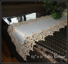 Valentine Rose Lace Table Runner Dresser Scarf 65 Soft Gold & White Shelf Mantel Doily Furniture