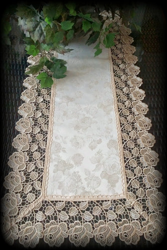 Champagne & Roses Dresser Scarf Table Runner Doily 36