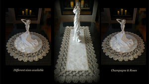 Champagne & Roses Doily Table Topper