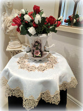 X-Large 34 Lace Gold Rose Doily White Ivory Table Topper Dresser Scarf Tablecloth Home