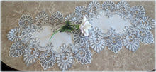 Doilies Silver Gray Lace SET of TWO Antique White Oval Dresser Scarves